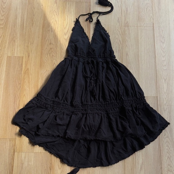 Free People size Small S Black Backless Halter Dress - Picture 8 of 10
